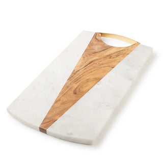 Handcrafted 18" Marble and Wood Serving Board