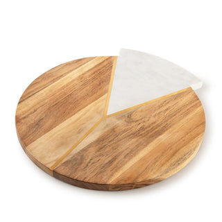 Handcrafted Round Marble & Wood Cheese Board