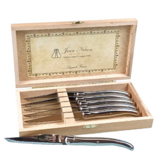 Laguiole Stainless Steel Platine Quality Knives in Presentation Box, Set of 6