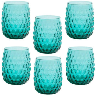 Hobnail Teal Tumbler, Set of 6