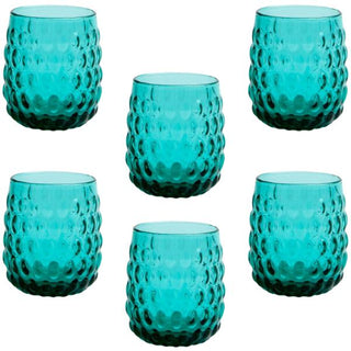 Hobnail Teal Juice Glasses, Set of 6