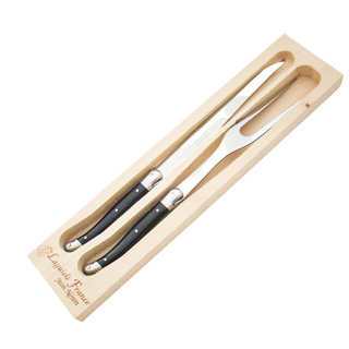 Laguiole Black Carving Set in wood box