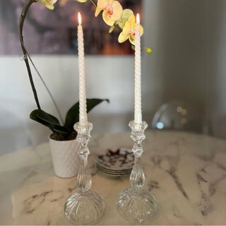 Antico Clear Glass Candlesticks, Set of 2