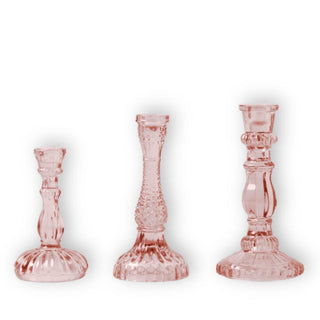 Grace Blush Pink Candlesticks, Set of 3