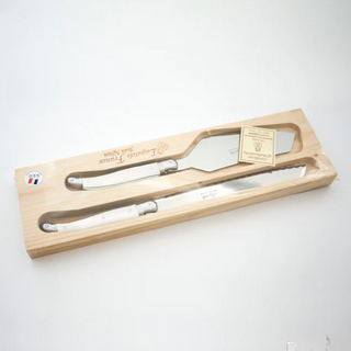 Laguiole Ivory Cake and Bread Knife Set in box
