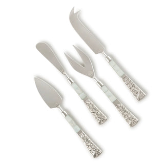 Mother of Pearl & Silver-plated Stainless Steel Cheese Knives, Set of 4