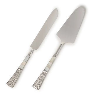Mother of Pearl & Silver-plated Stainless Steel Cake Knife & Server Set