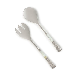 Mother of Pearl & Silver-plated Stainless Steel Salad Servers, Set of 2