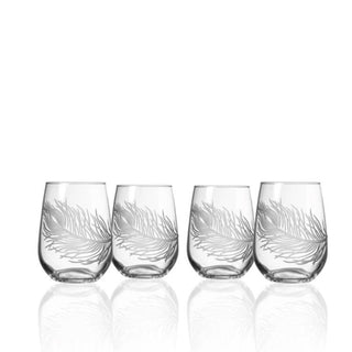 Peacock Stemless Wine Glasses, Set of 4