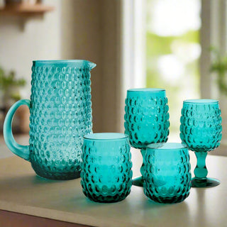 Teal Hobnail Glassware Collection