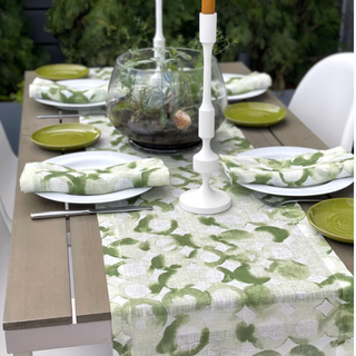 Greenish Watermark Linen Table Runner